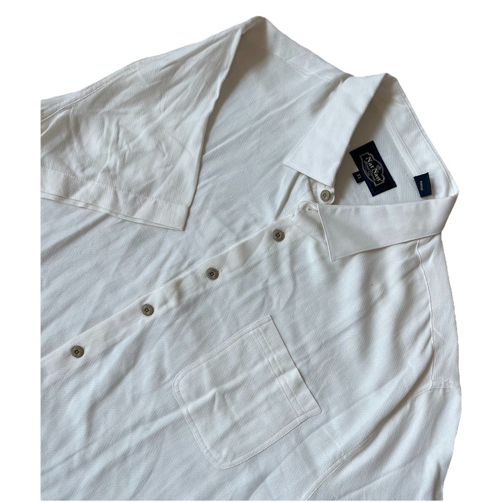 Nat Nast Luxury Originals XL SS Silk Blend Camp Shirt White Paradise SUMMER